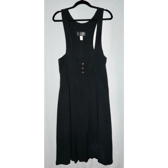 Ciao 1990’s Vintage Rare Plunging Necklines Blach 3 Button Halter Dress Medium - Picture 2 of 7